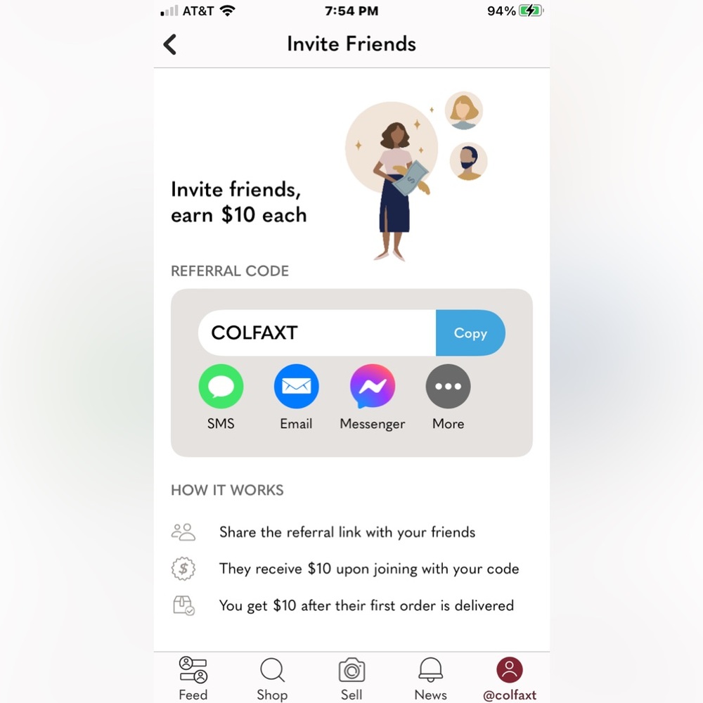 $10 off when you use my referral code colfaxt